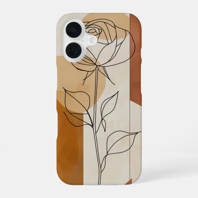 Single Line Rose iPhone 16 Case (Back)