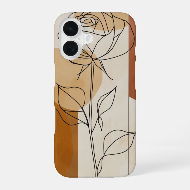 Single Line Rose iPhone 16 Case (Back)
