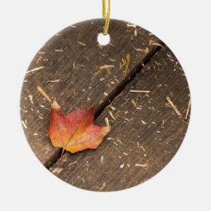 Single Maple Leaf in Fall Ceramic Ornament