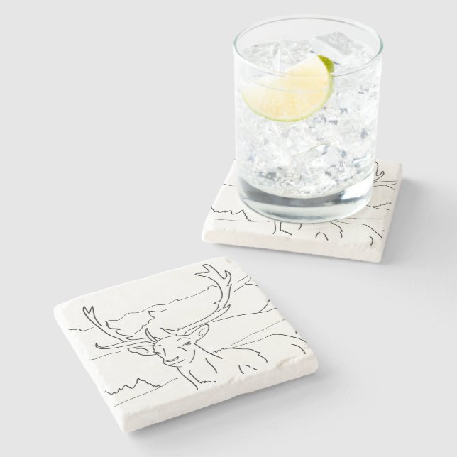 Single Marble Reindeer Coaster (Side)