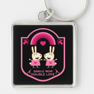 Single Mom Of Twins Keychain