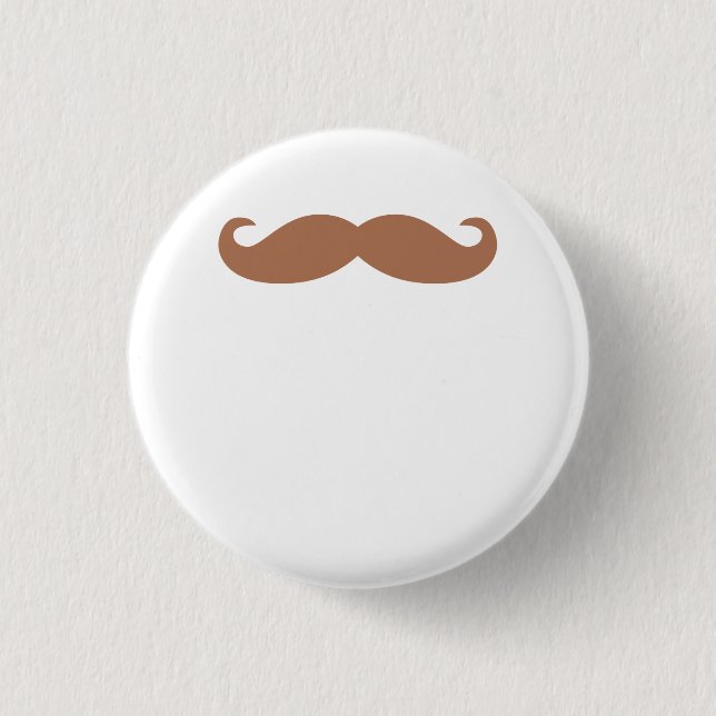 single moustache 1 inch round button (Front)
