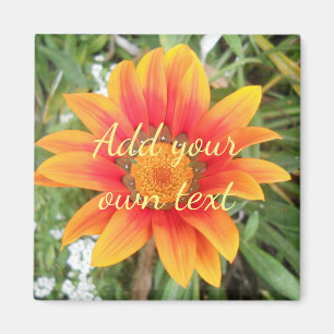 Single Orange Flower Custom Text Magnet