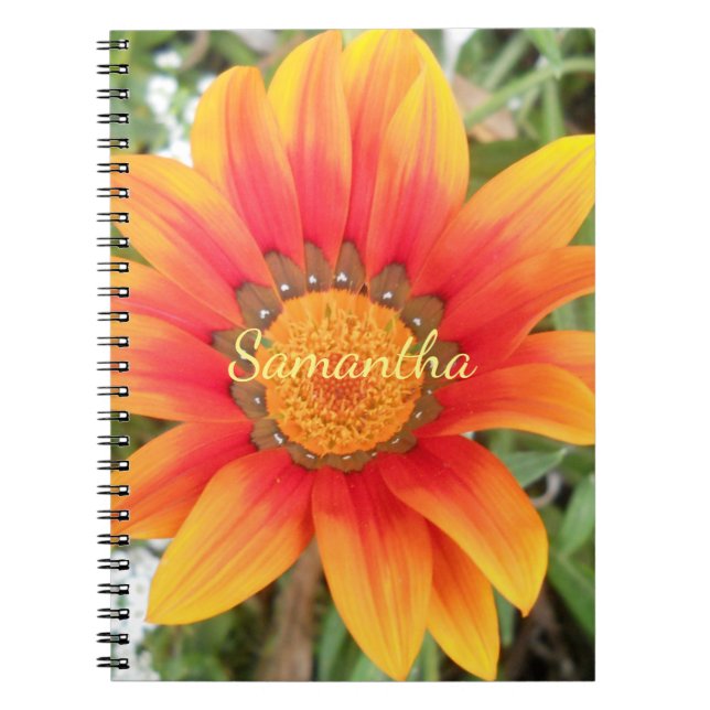 Single Orange Flower Personalised Notebook (Front)