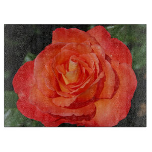Single orange rose cutting board