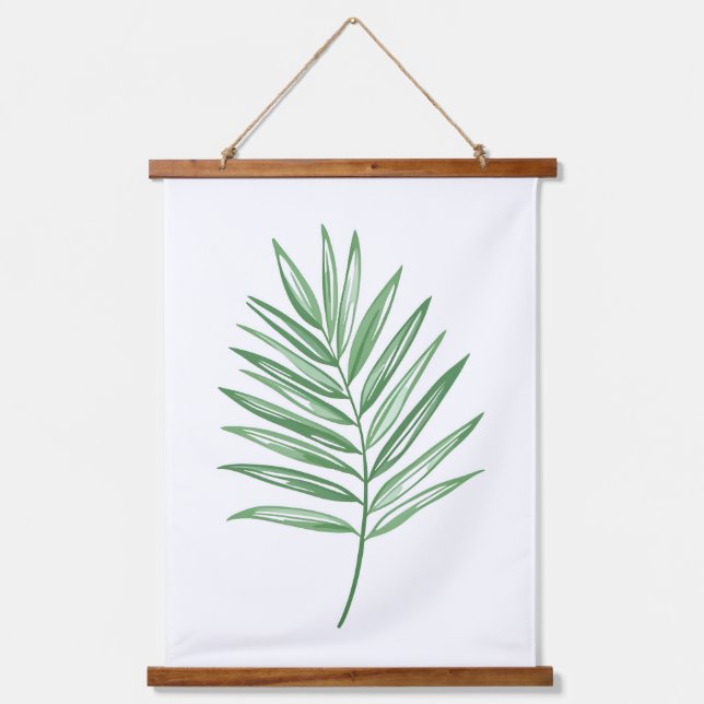 Single Palm Leaf Illustration Hanging Tapestry (Front)