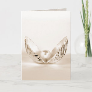 single pearl in seashell card