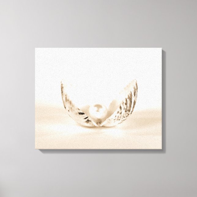 Single Pearl In Seashell Poster Canvas Print (Front)