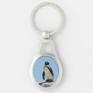 Single Penguin Blue Sky Keychain
