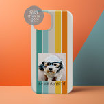 Single Photo Gallery - retro stripes teal orange Case-Mate iPhone 14 Case<br><div class="desc">A retro rainbow with 70s inspired colours and a minimal pattern. Add your favourite selfie or portrait of a friend. Use a square photo to create a unique and personal gift or keep the hipster puppy and make a trendy keepsake. If you need to adjust the pictures, click on the...</div>