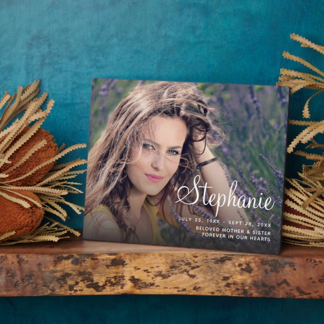 Single Photo Memorial Tabletop Plaque with Easel (Side)