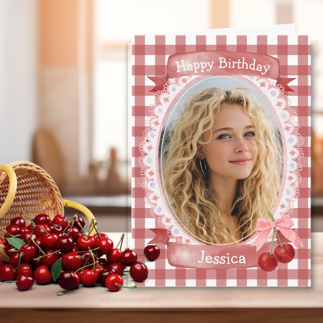 Single photo Rustic Style Cherry Birthday Card (Creator Uploaded)