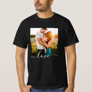 Single Photo Template Love Text Black T-Shirt