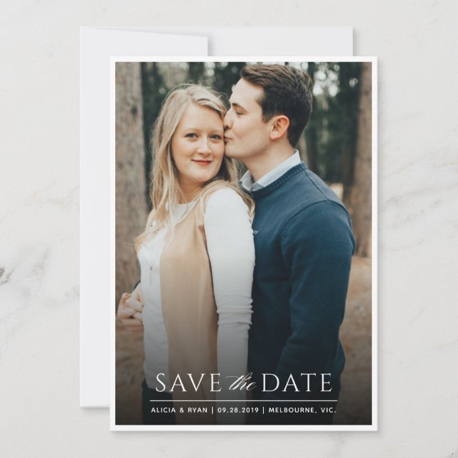 Single photo white frame save the date (Front)