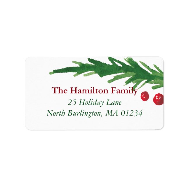 Single  Pine & Berries  | 2017 Christmas Address Label (Front)