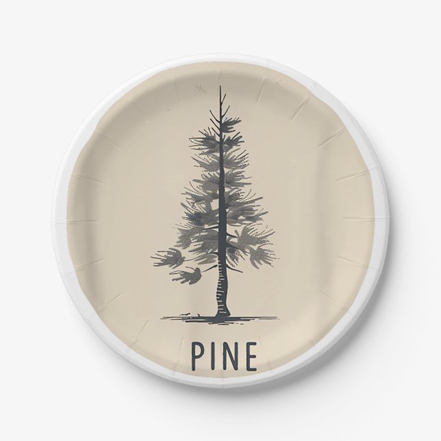 Single Pine Tree Outfit Paper Plate (Front)