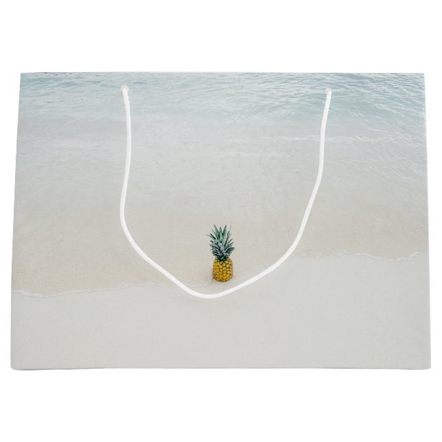 Single pineapple on the beach large gift bag (Front)