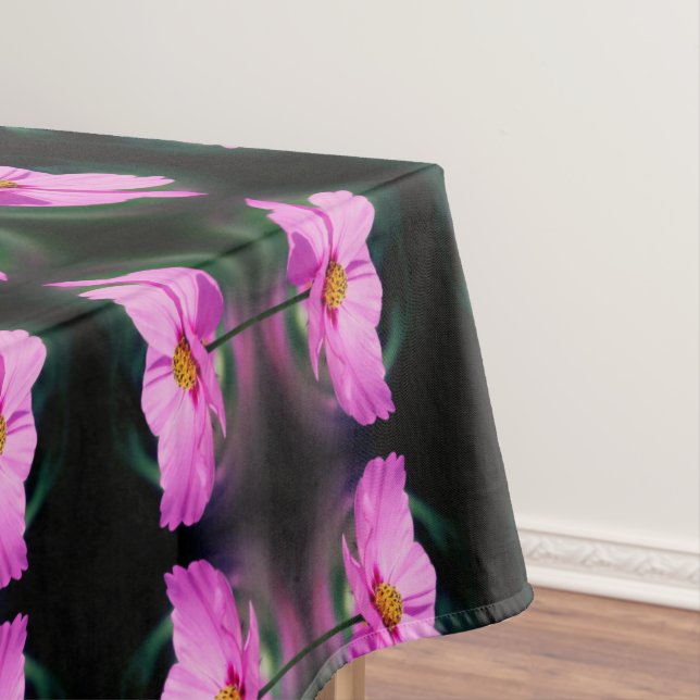 Single Pink Cosmos Flower Abstract Pattern     Tablecloth (In Situ)