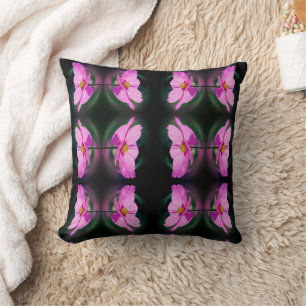Single Pink Cosmos Flower Abstract Pattern      Throw Pillow