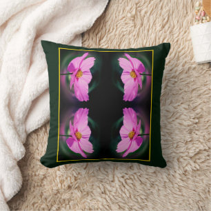 Single Pink Cosmos Flower Abstract   Throw Pillow