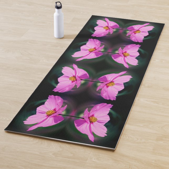 Single Pink Cosmos Flower Abstract  Yoga Mat (In Situ)
