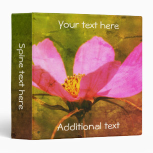 Single Pink Cosmos Flower Art Personalized Binder