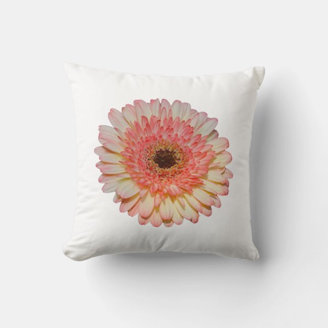 Single pink gerber flower throw pillow (Front)
