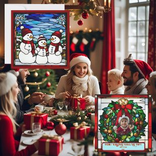 Single Poinsettias Faux Stained Glass