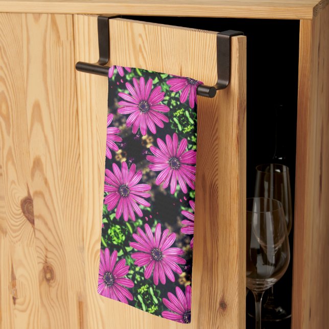 Single Purple African Daisy Flower Pattern     Kitchen Towel (Thirds Fold)