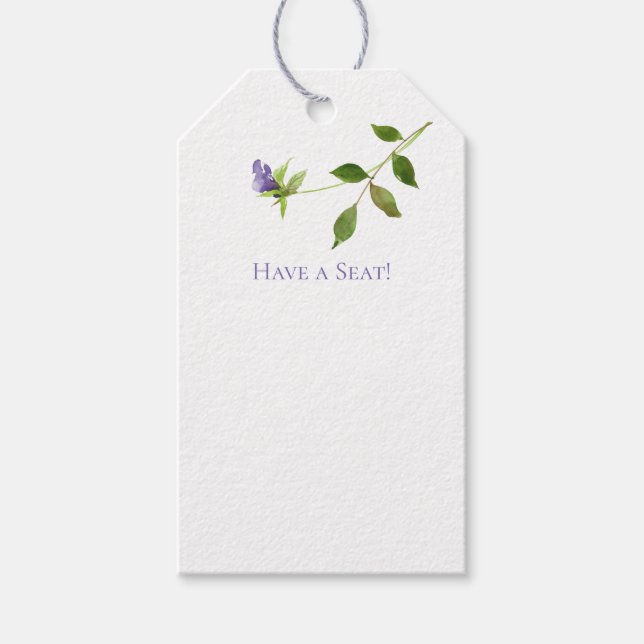 Single Purple Blossom Green Leaf Seating Tag (Front)