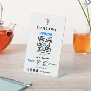 Single QR Code Payment White Scan to Pay Pedestal Sign