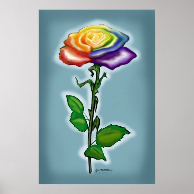 Single Rainbow Rose Poster (Front)