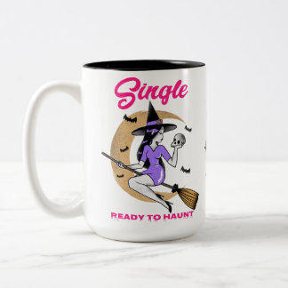 Single Ready to Haunt Halloween funny Two-Tone Coffee Mug