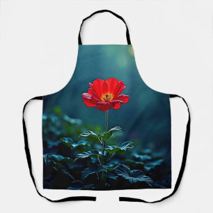Single Red Bloom Focus Design Apron