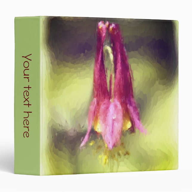 Single Red Columbine Flower Art Personalized Binder (Front/Spine)