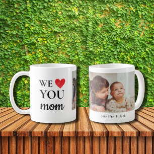 Single Red Heart We Love You Mom Photo Coffee Mug