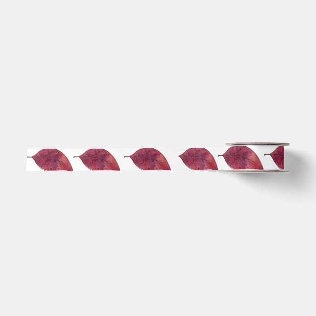 Single Red Leaf Satin Ribbon (Front)
