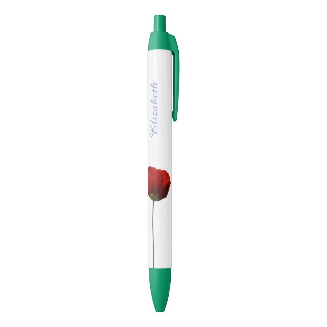 Single Red Poppy Flower Name Pen (Bottom (Vertical))