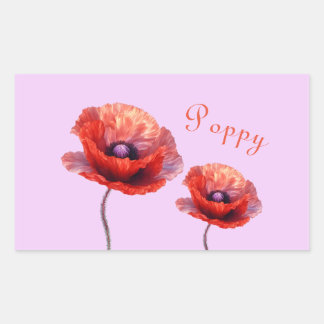 Single Red Poppy Flower Sticker