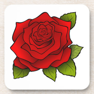Single Red Rose Art Coaster
