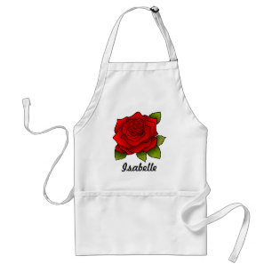 Single Red Rose Art Personalised Standard Apron