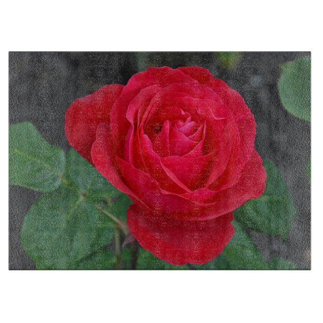 Single red rose cutting board (Front)