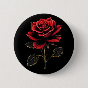 Single Red Rose Flower Lovers Gardening   2 Inch Round Button