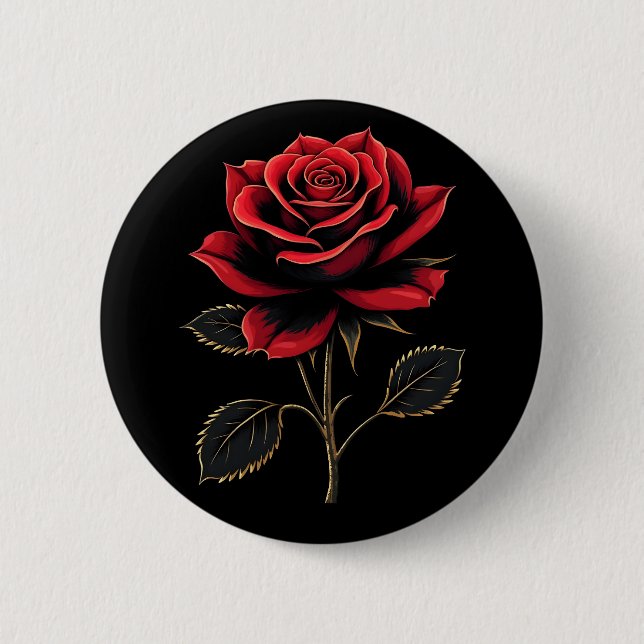 Single Red Rose Flower Lovers Gardening   2 Inch Round Button (Front)