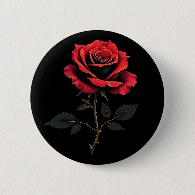 Single Red Rose Flower Lovers Gardening   2 Inch Round Button (Front)