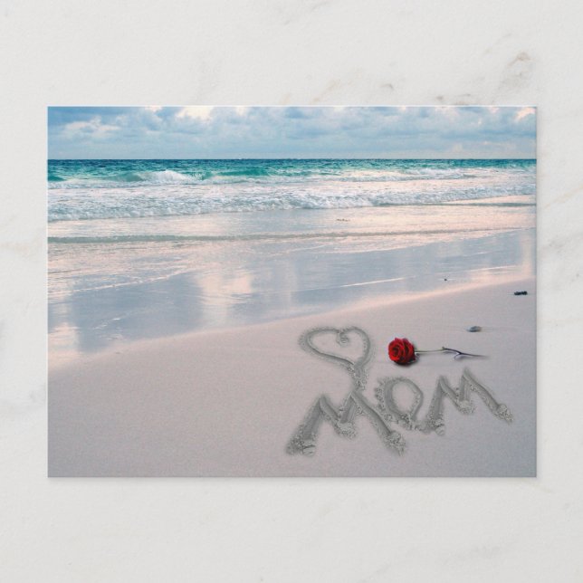 Single Red Rose, I Love You, Mom Postcard (Front)