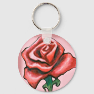 Single Red Rose Keychain