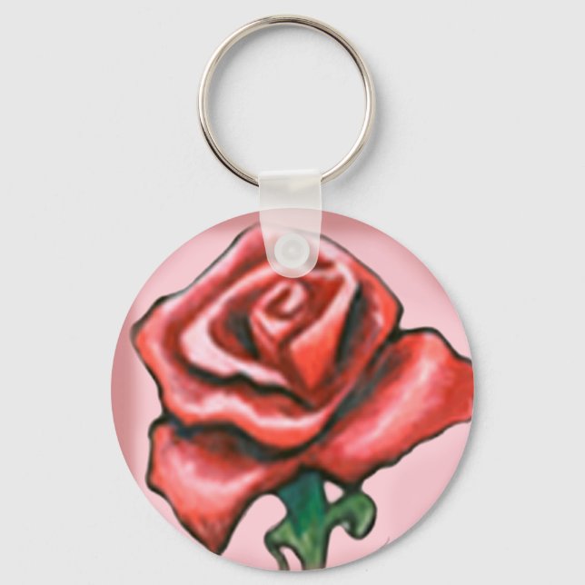 Single Red Rose Keychain (Front)