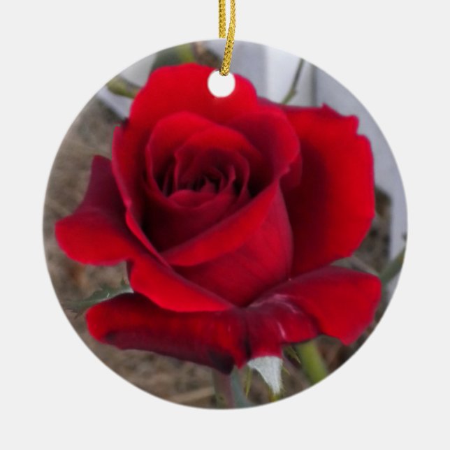 Single Red Rose Ornament (Front)