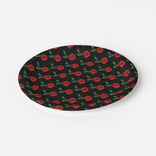 Single Red Rose Paper Plates